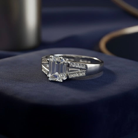 Sterling Silver Triple Clear CZ Ring-CL-07
