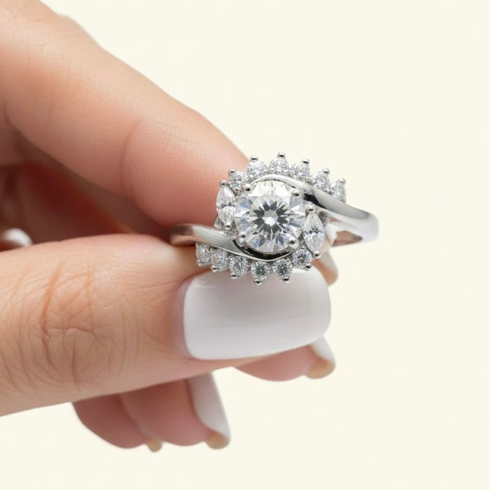 Sterling Silver Halo Swirl CZ Ring-ER-80