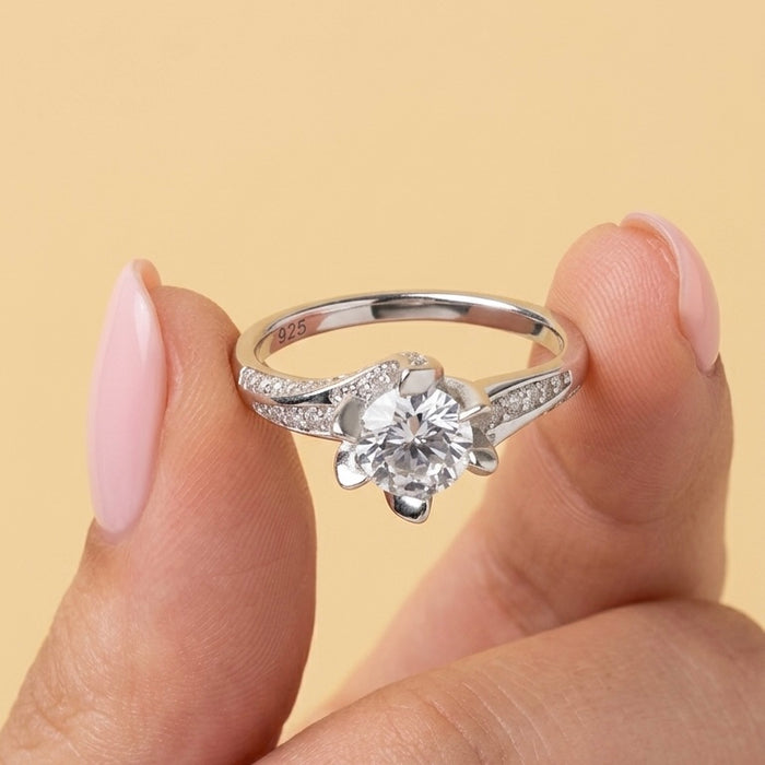 Sterling Silver Round Cut CZ Ring-ER-42