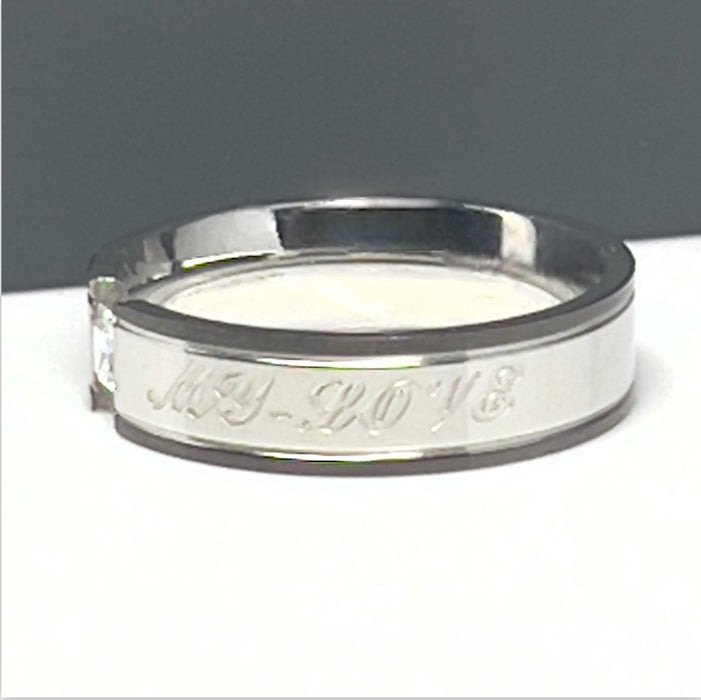 Stainless Steel 6mm CZ Wedding Band Ring-CS-16