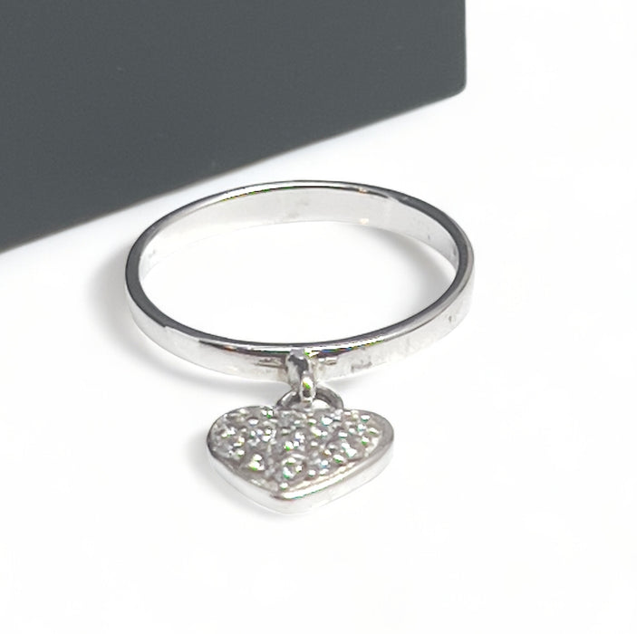 Sterling Silver Heart Charm Ring -CL-55
