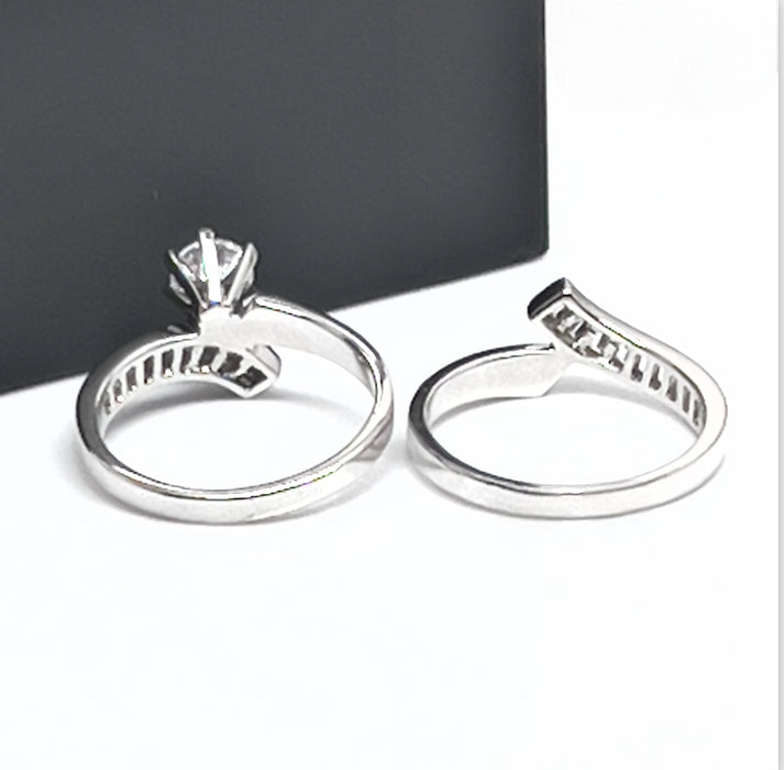Sterling Silver CZ Wedding Set Ring-CL-08