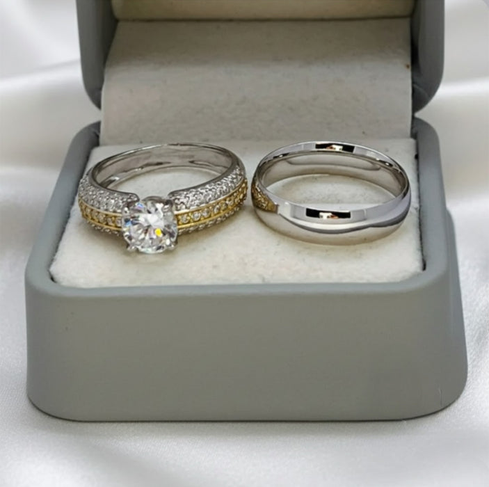 Sterling Silver Trio Wedding Ring Sets-SST-13