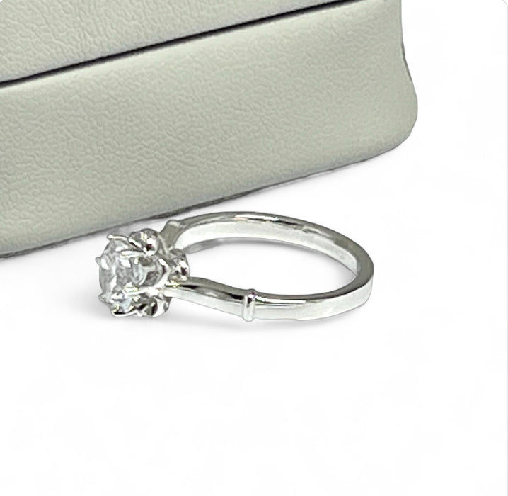 Sterling Silver Engagement Clear CZ Ring -ER-33