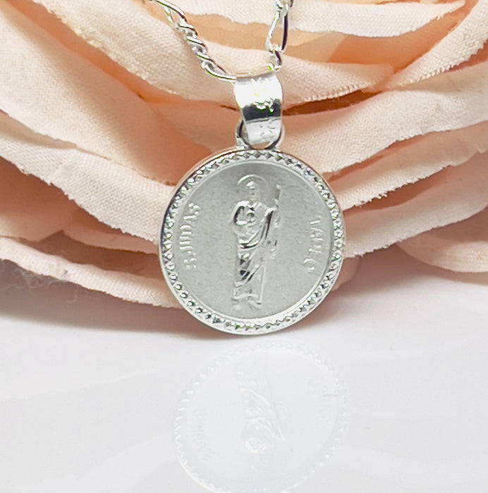 Sterling Silver Medal Saint Jude Thaddeus Necklace-SN-24