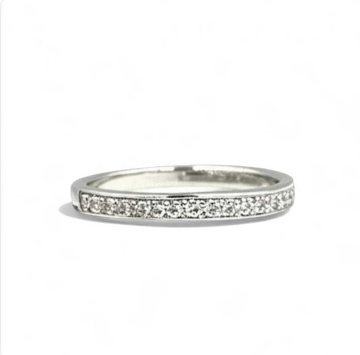 Sterling Silver Sparkle Micro Pave Wedding Ring-ER-117