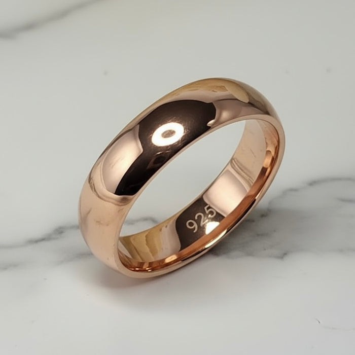 Sterling Silver Rose Gold Plated Wedding Band Ring -SW-11