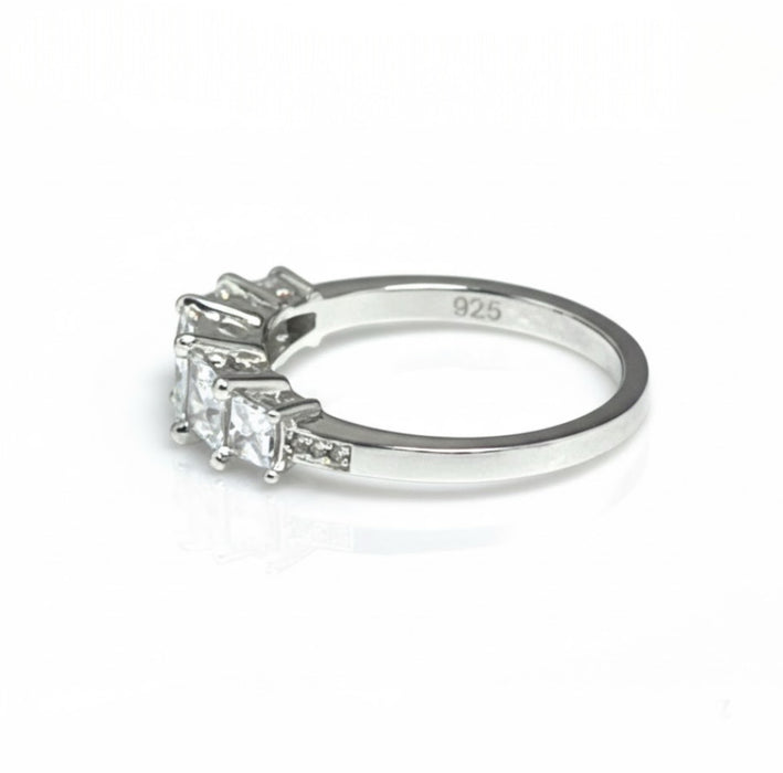 Sterling Silver Engagement Ring with Princess Cut CZ -ER-22