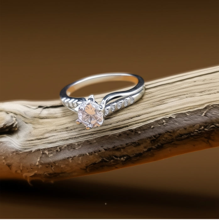 Sterling Silver Solitaire Zirconia Engagement Ring-ER-38