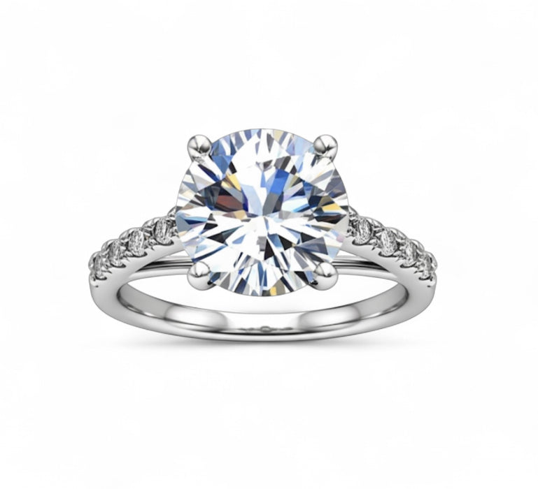 Sterling Silver Clear Round Cut Engagement CZ Ring-ER-71