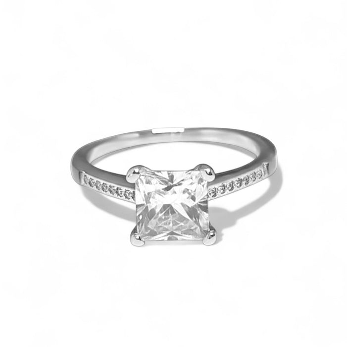 Sterling Silver 2-piece Engagement Set CZ Ring-ER-145