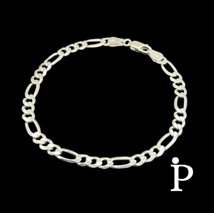 Sterling Silver Figaro Link Chain Bracelet-8.0"-SB-25