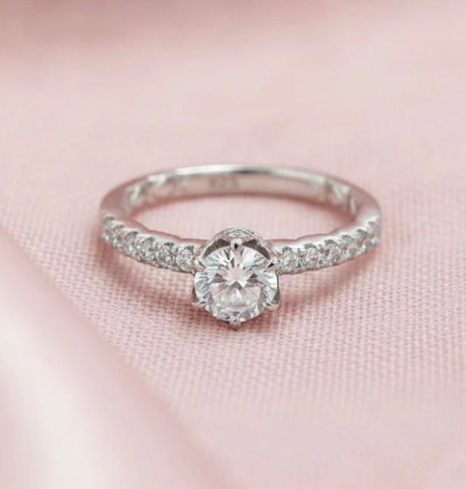 Sterling Silver Clear CZ Crown Engagement Ring-ER-31