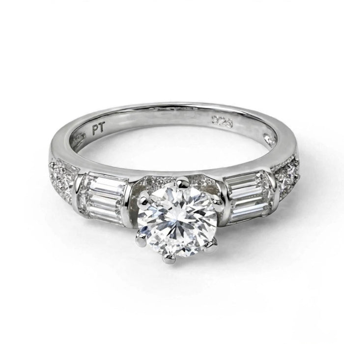 Sterling Silver CZ Engagement Set Ring-ER-111