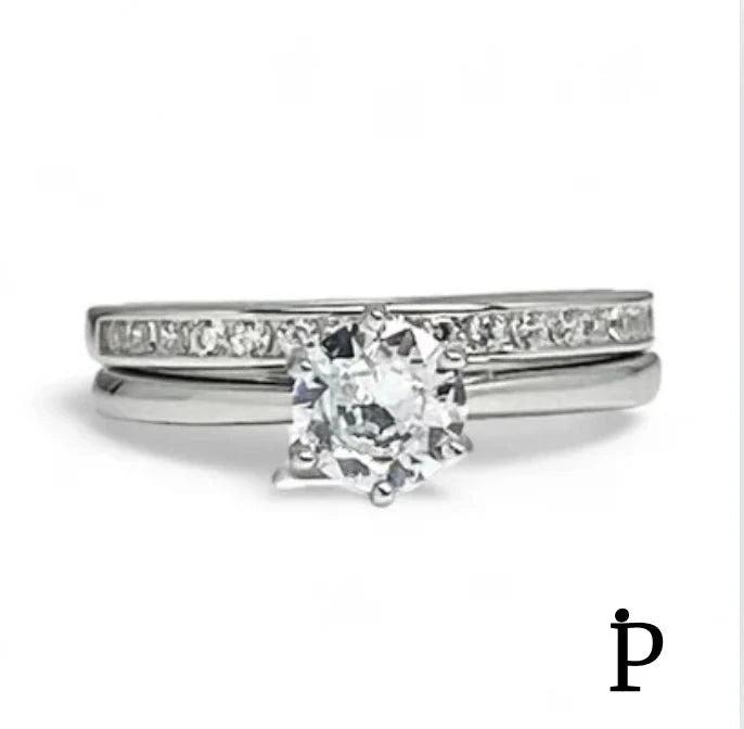 Sterling Silver CZ Engagement Set Ring -ER-142