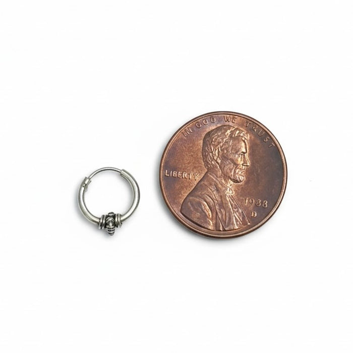 Sterling Silver 3mm x 9.5mm Bali Hoop Earring-SET-49