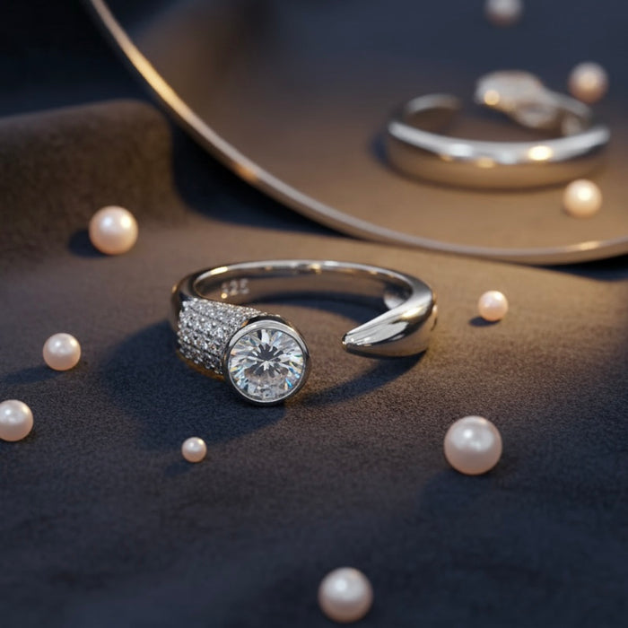 Sterling Silver Engagement CZ Ring-CL-06