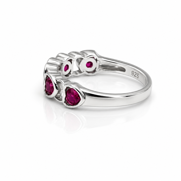 Sterling Silver Heart Shape CZ Ring-AE-108