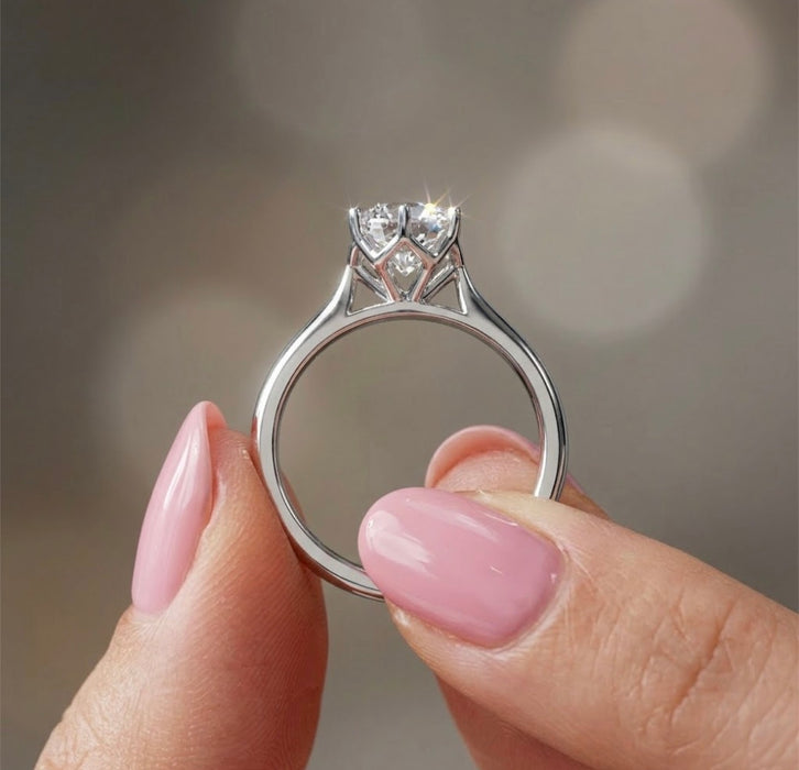 Sterling Silver CZ Flower Ring -ER-49