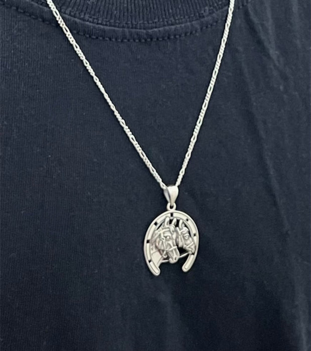 Sterling Silver Horseshoe Pendant Necklace-SN-03
