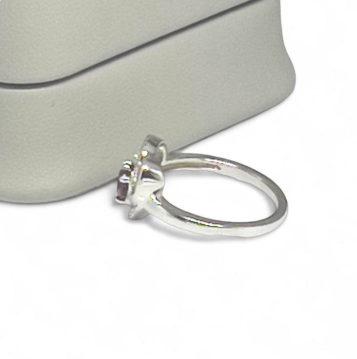 Sterling Silver Precious Heart Garnet CZ Ring-AE-55