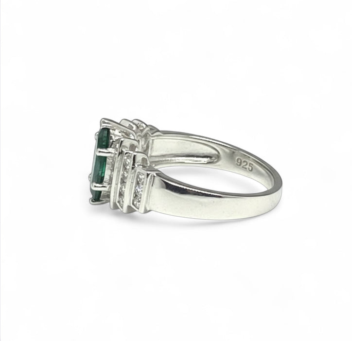 Sterling Silver Marquise Cut Emerald CZ Ring -ER- 26