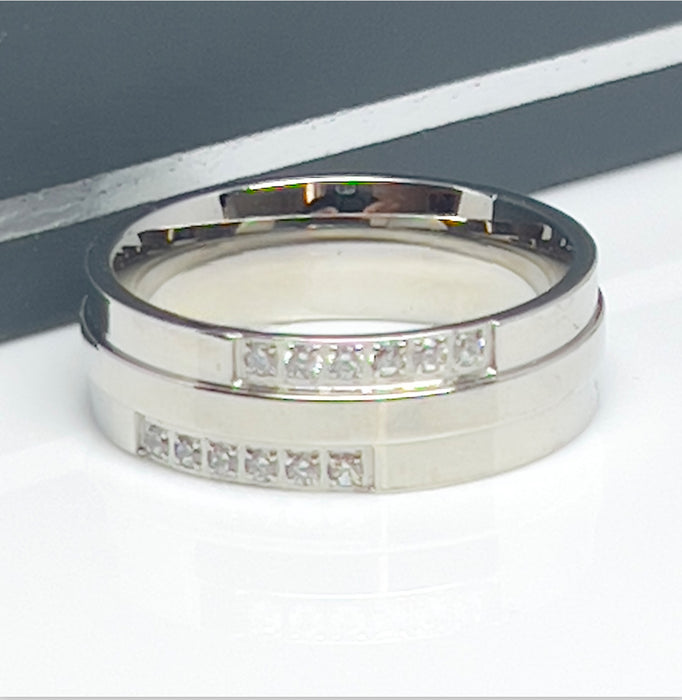 Stainless Steel Set Elegant Wedding Band-CS-09