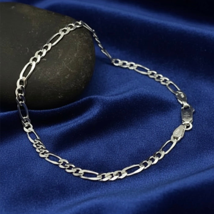 Sterling Silver Figaro Link Chain Bracelet-9.0"-SB-15