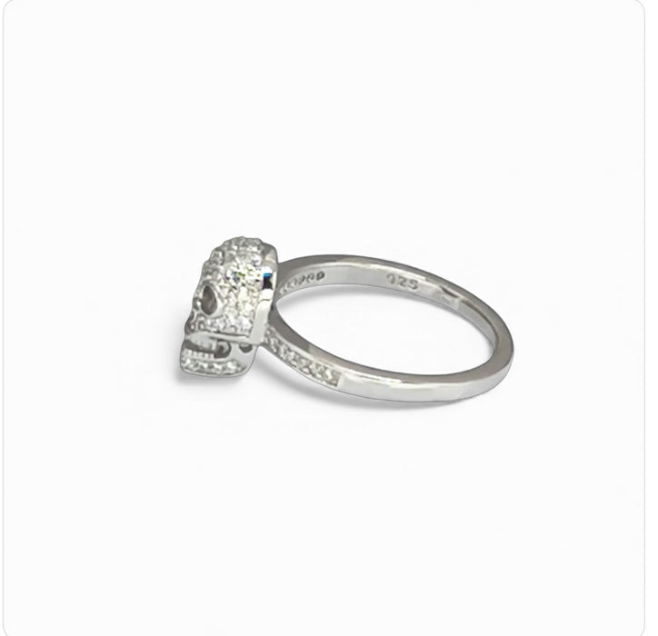 Sterling Silver Skull CZ Ring-AE-59