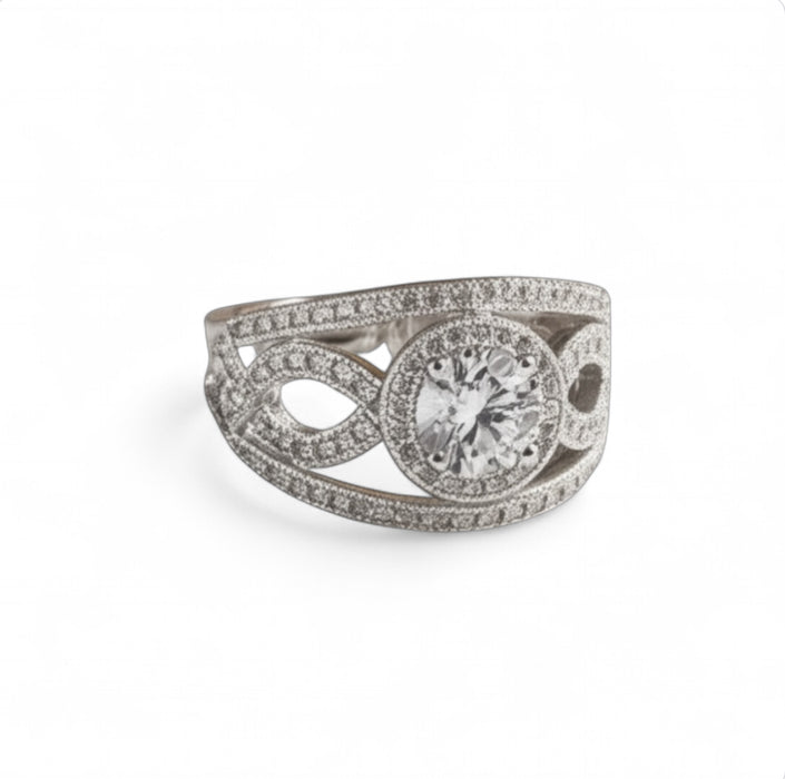 Sterling Silver Infinity Solitaire Wedding Ring-ER-82