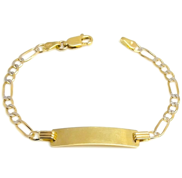 Solid 14K Gold Elegance Children Figaro Link ID Bracelet 5.0-5"-GB-14