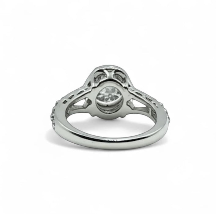 Sterling Silver Clear CZ Round Cushion Engagement Ring-ER-77
