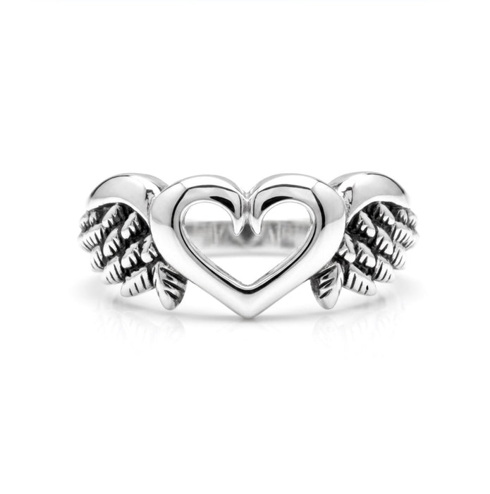 Sterling Silver Heart Ring with Wings-SR-12