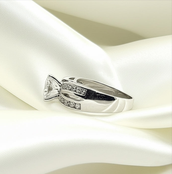 Sterling Silver CZ Engagement Ring- ER-01