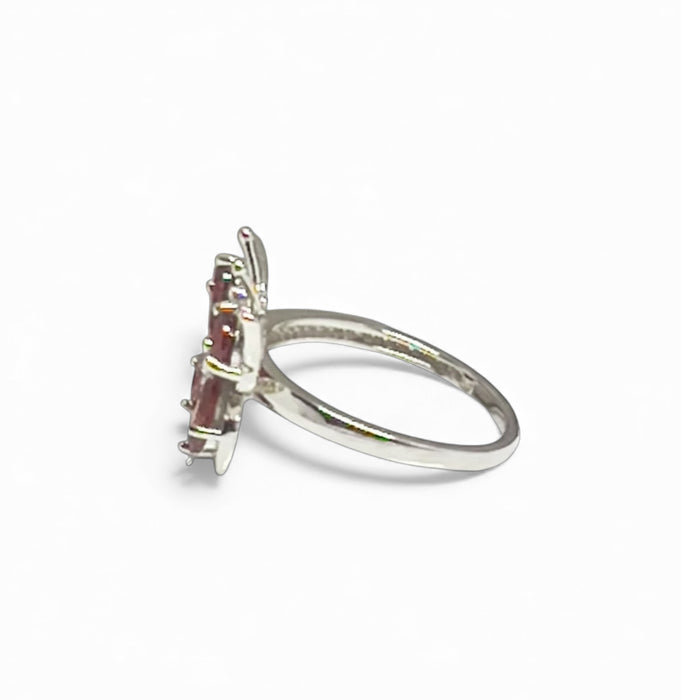 Sterling Silver Large Garnet CZ Butterfly Ring-AE-97