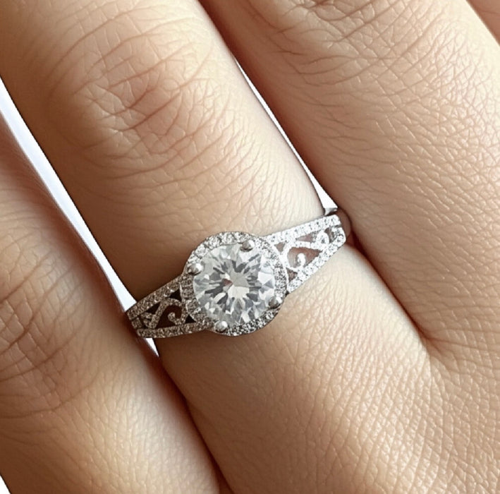 Sterling Silver Engagement CZ Ring-ER-137