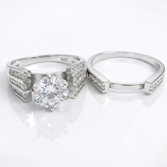 Sterling Silver CZ Engagement Ring -ER-14
