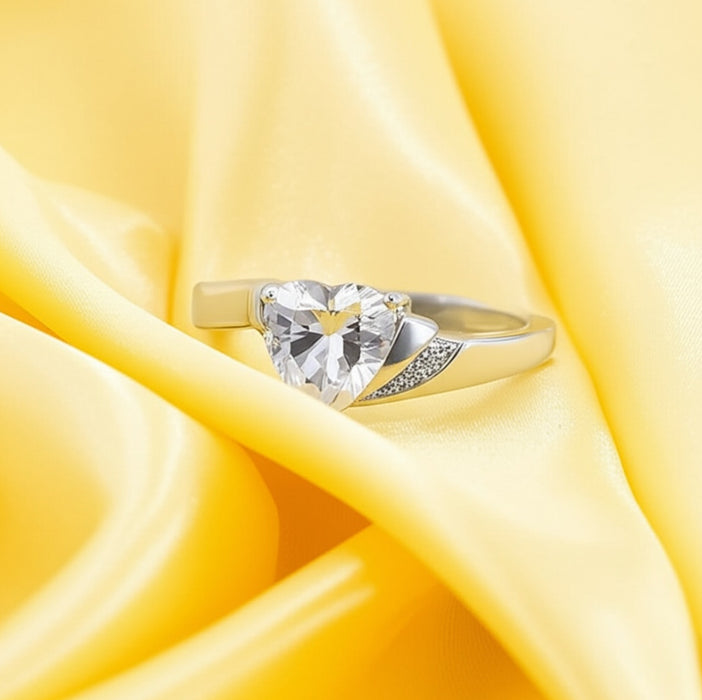 Sterling Silver Elegant Triangle Cut Clear CZ Ring  ER-08
