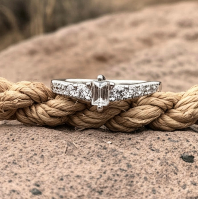 Sterling Silver Emerald Cut CZ Ring-ER-47