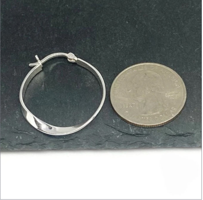 Sterling Silver 1.0mm x 27.0mm Hoop Twist Earrings-SE-19