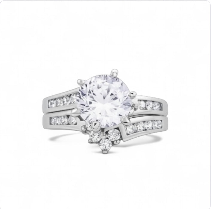 Sterling Silver CZ Engagement Ring-ER-116