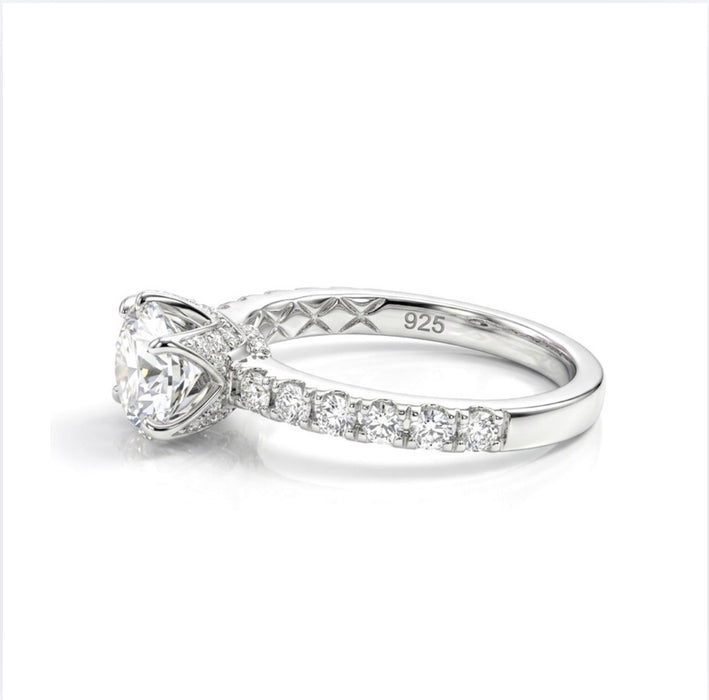 Sterling Silver Clear CZ Crown Engagement Ring-ER-31