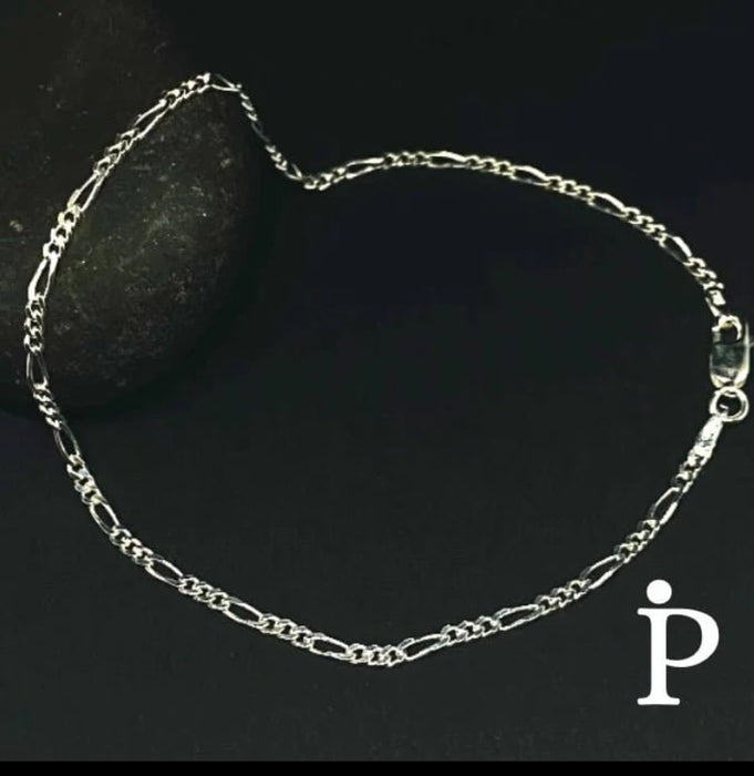 Sterling Silver Figaro Link Chain Bracelet-SB-17