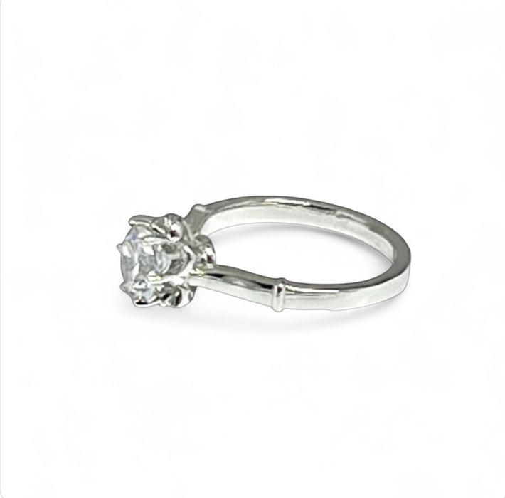 Sterling Silver Engagement Clear CZ Ring -ER-33