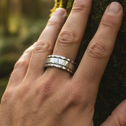 Sterling Silver Diamond Cut Pattern Wedding Band Ring-SW-16