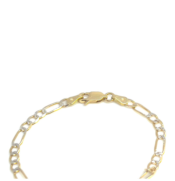 Solid 14K Gold Charm Children Figaro Link ID Bracelet  5.0-5"-GB-15