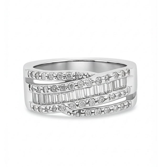 Sterling Silver Emerald Cut CZ Inlay Ring-ER-64