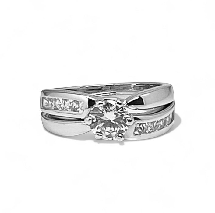Sterling Silver Round Cut Clear Cubic Zirconia Rings -ER-134