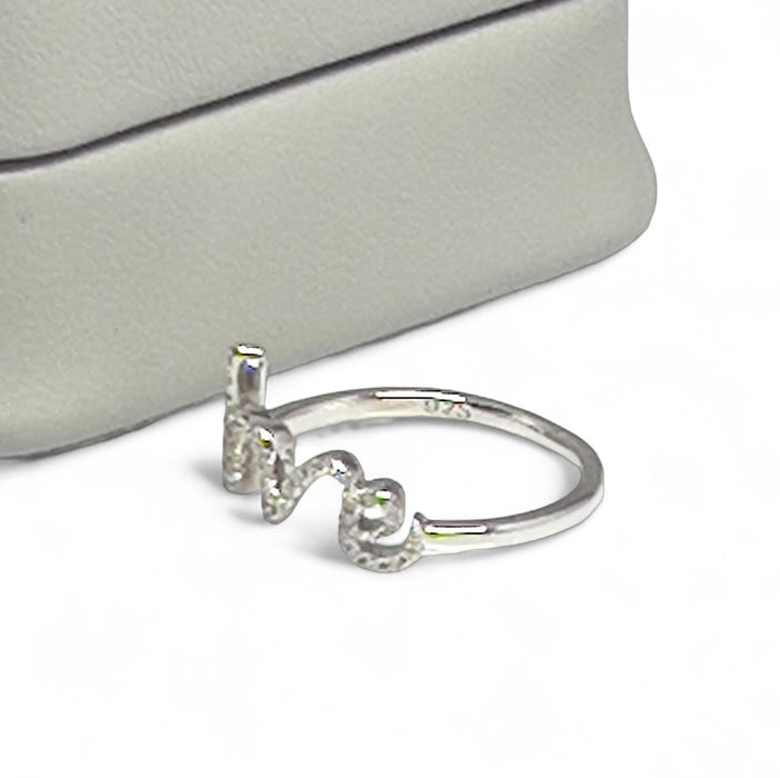 Sterling Silver Love Clear CZ Ring-AE-50