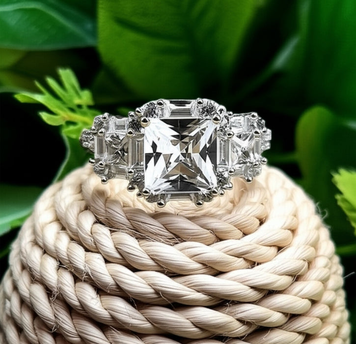 Sterling Silver Engagement Ring With 3 Cubic Zirconia -ER-20